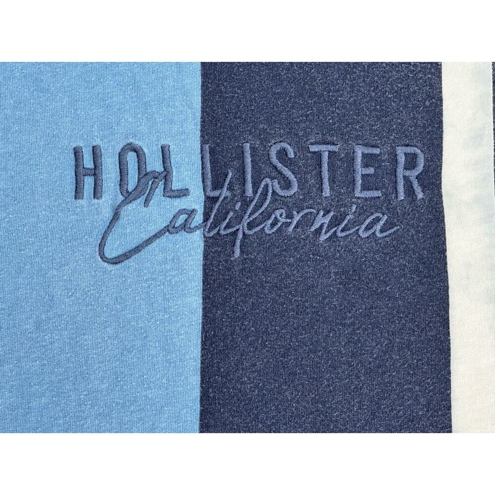 Hollister Striped Embroidered Graphic Short Sleeved Men’s T-Shirt Size Large - Picture 4 of 11